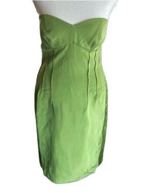 NWT JAY GODFREY Silk Blend Lime Green Cocktail Dress Strapless Designer Size 10